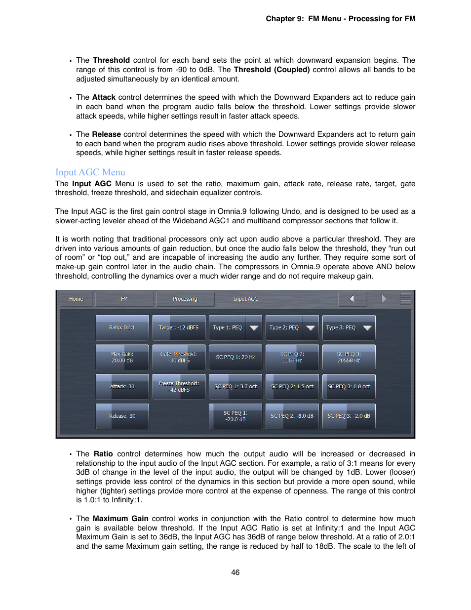 Input agc menu | Omnia Audio Omnia.9 User Manual | Page 46 / 196