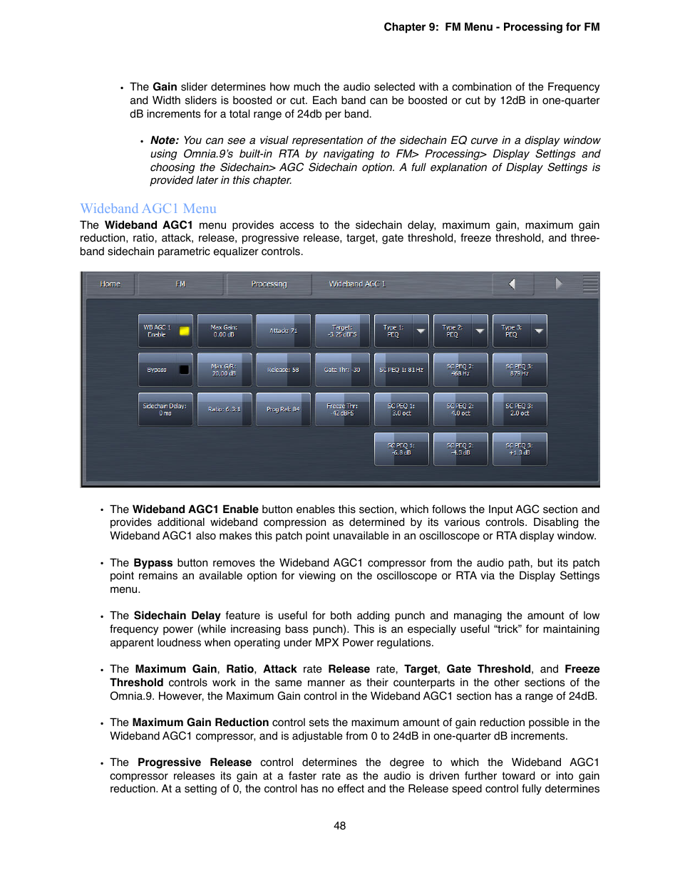 Wideband agc1 menu | Omnia Audio Omnia.9 User Manual | Page 48 / 196