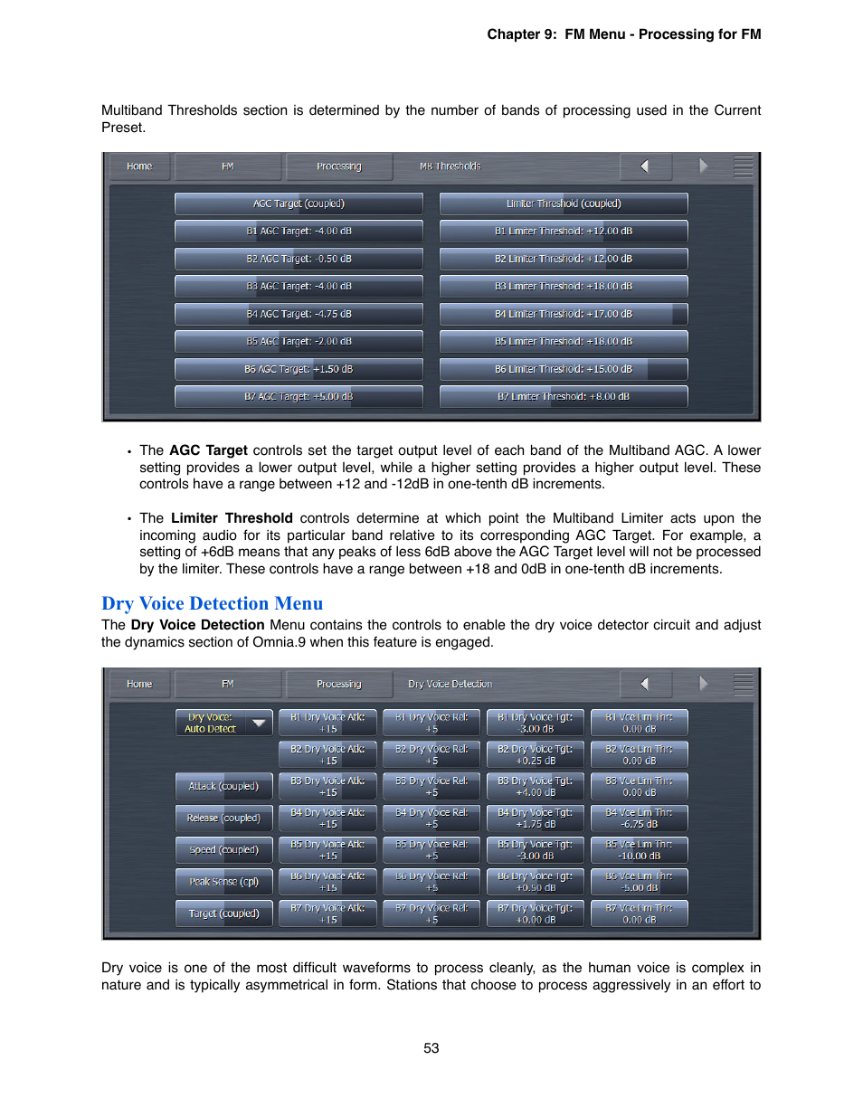 Dry voice detection menu | Omnia Audio Omnia.9 User Manual | Page 53 / 196