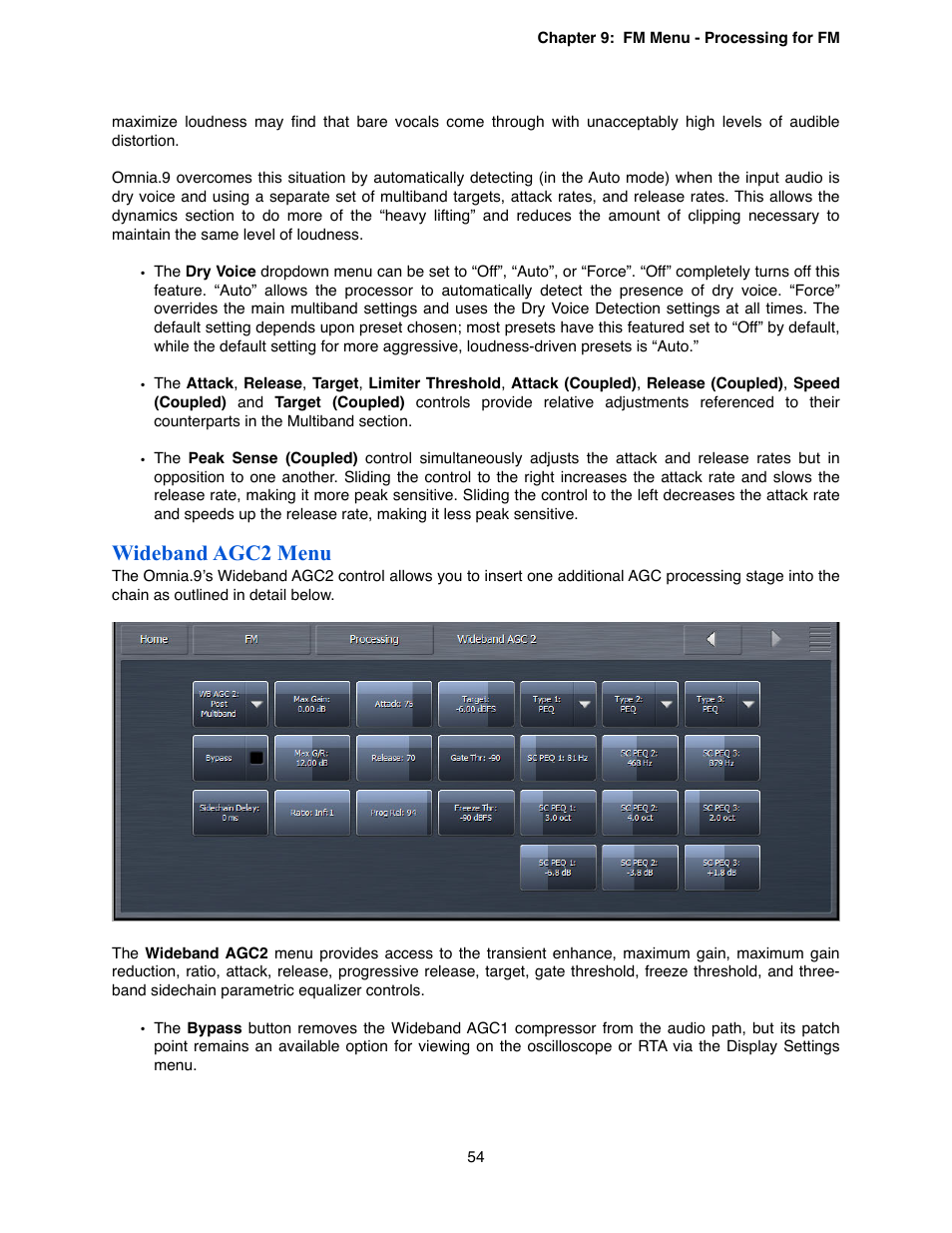 Wideband agc2 menu | Omnia Audio Omnia.9 User Manual | Page 54 / 196