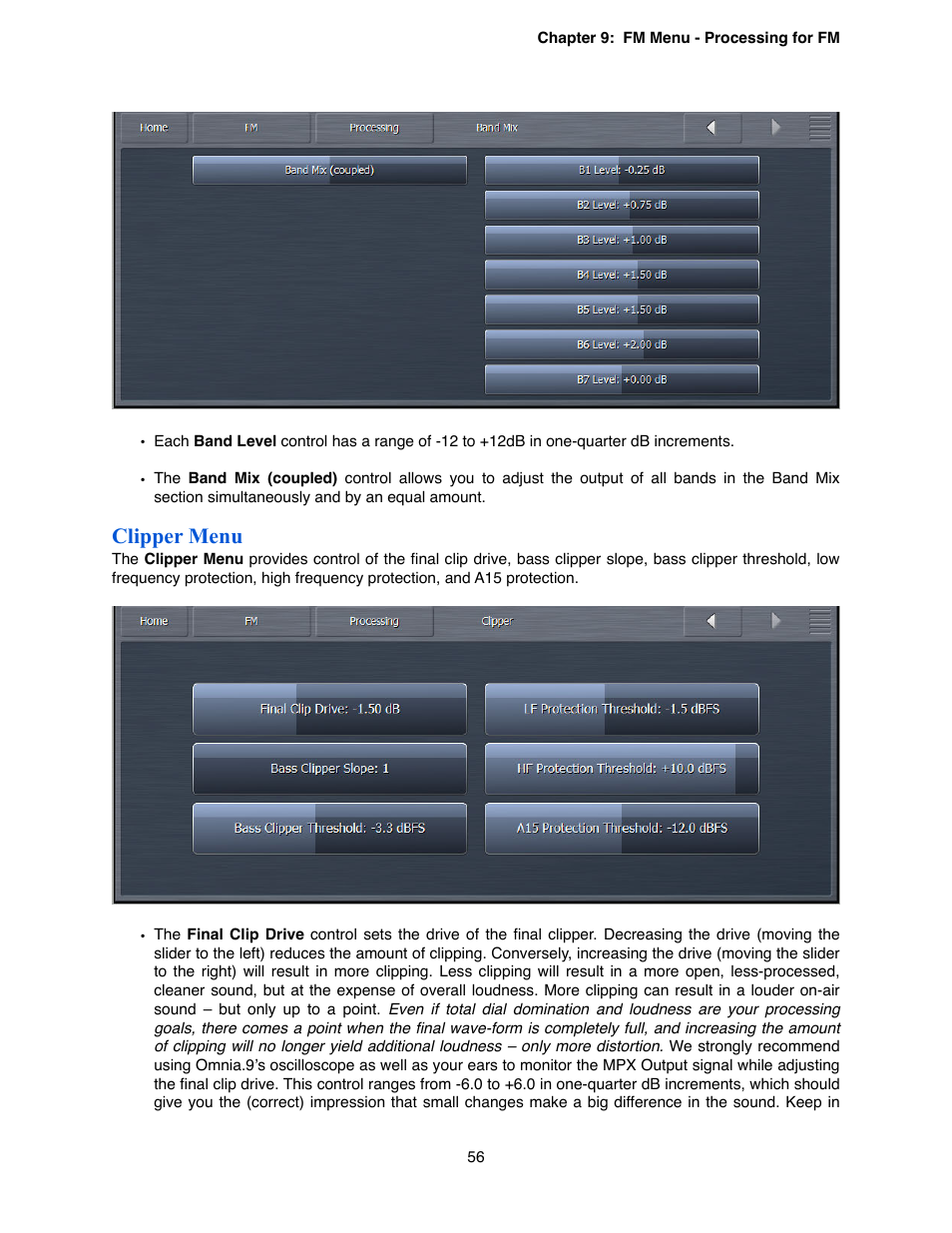 Clipper menu | Omnia Audio Omnia.9 User Manual | Page 56 / 196