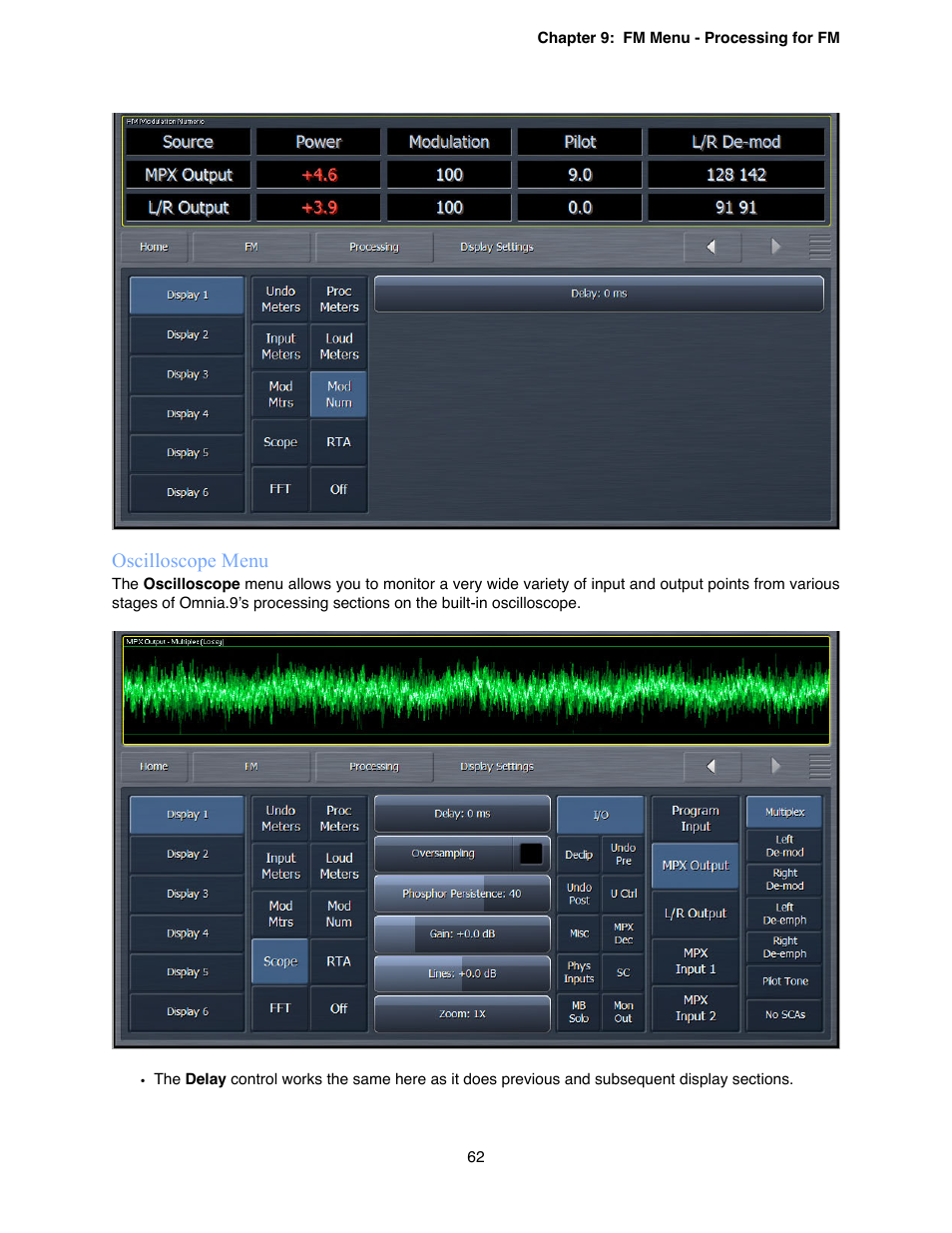 Oscilloscope menu | Omnia Audio Omnia.9 User Manual | Page 62 / 196