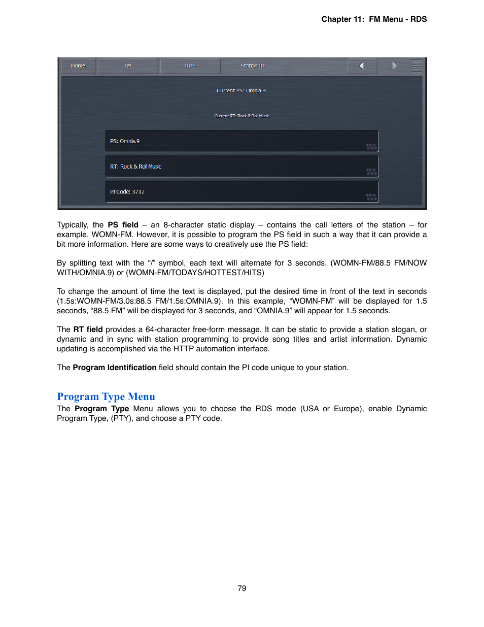 Program type menu | Omnia Audio Omnia.9 User Manual | Page 79 / 196