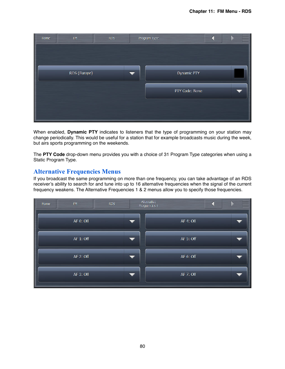 Alternative frequencies menus | Omnia Audio Omnia.9 User Manual | Page 80 / 196
