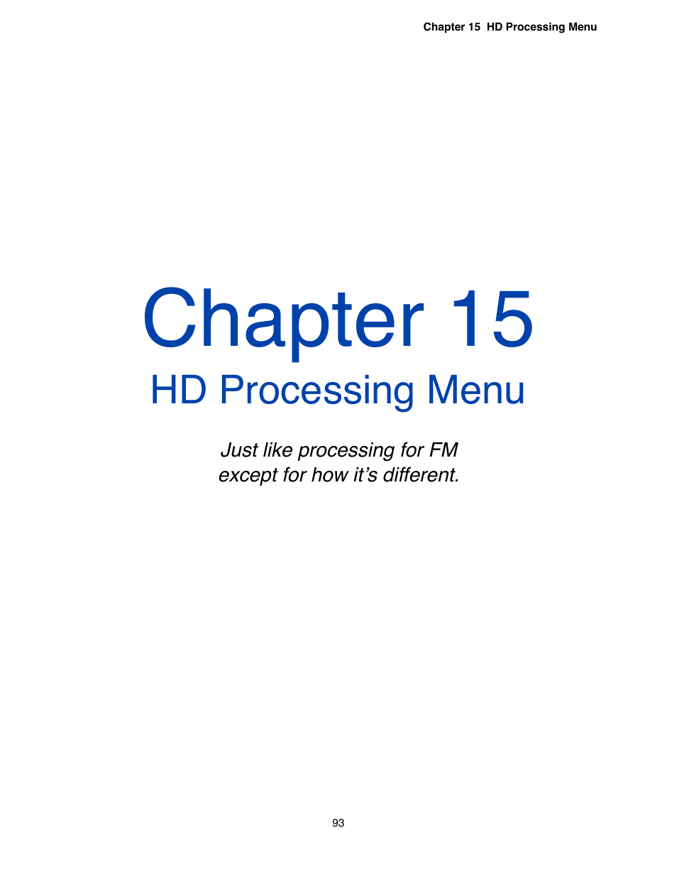 Chapter 15 - hd processing menu, Chapter 15, Hd processing menu | Omnia Audio Omnia.9 User Manual | Page 93 / 196