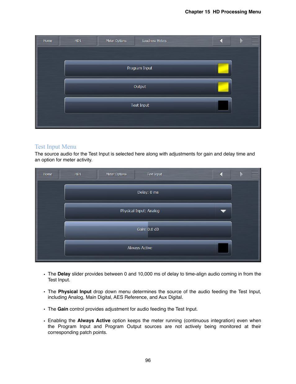 Test input menu | Omnia Audio Omnia.9 User Manual | Page 96 / 196