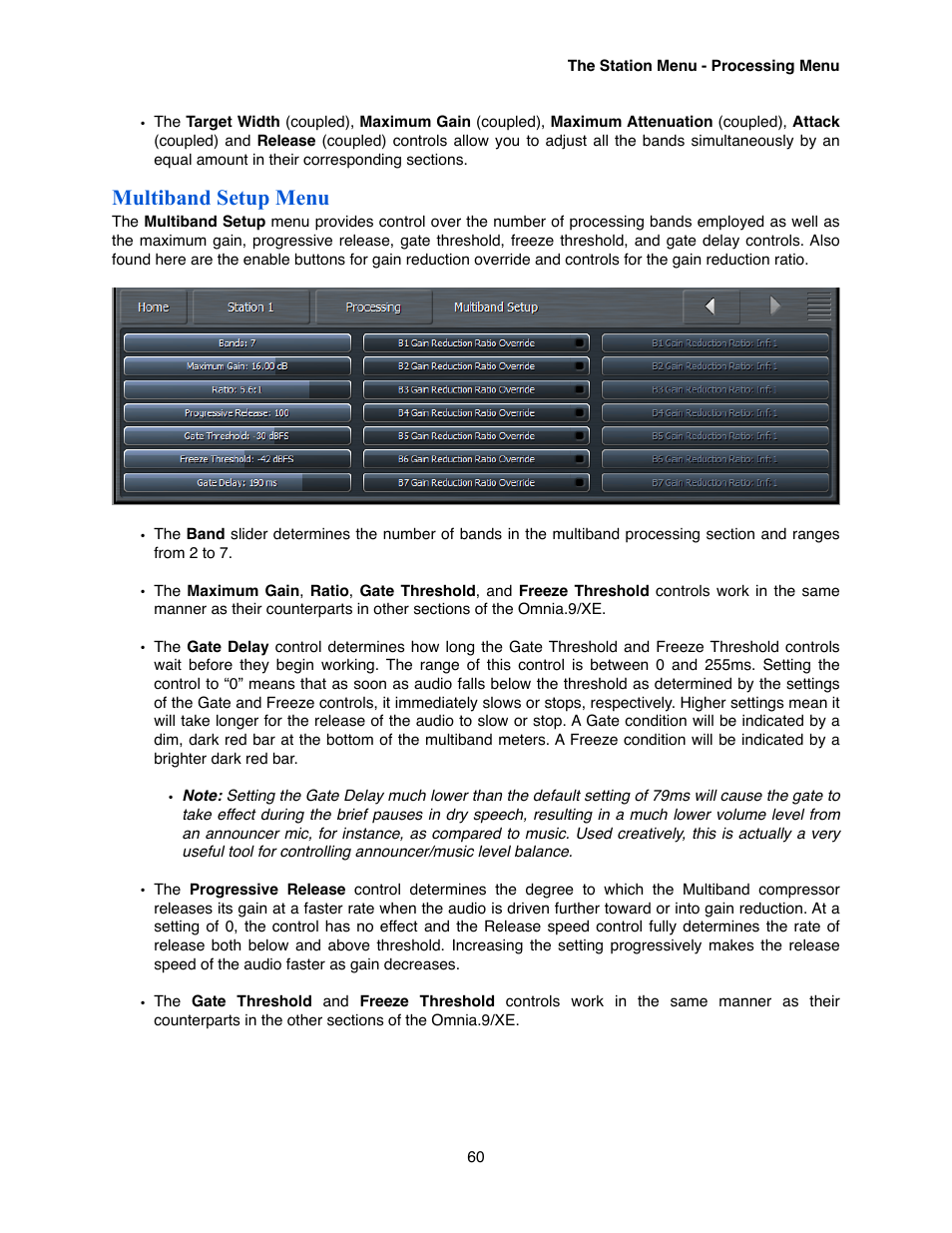 Multiband setup menu | Omnia Audio Omnia.9/XE User Manual | Page 60 / 108