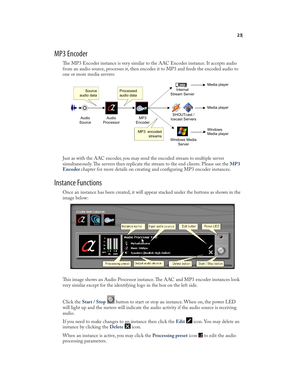 Mp3 encoder, Instance functions | Omnia Audio Omnia A/XE User Manual | Page 29 / 96