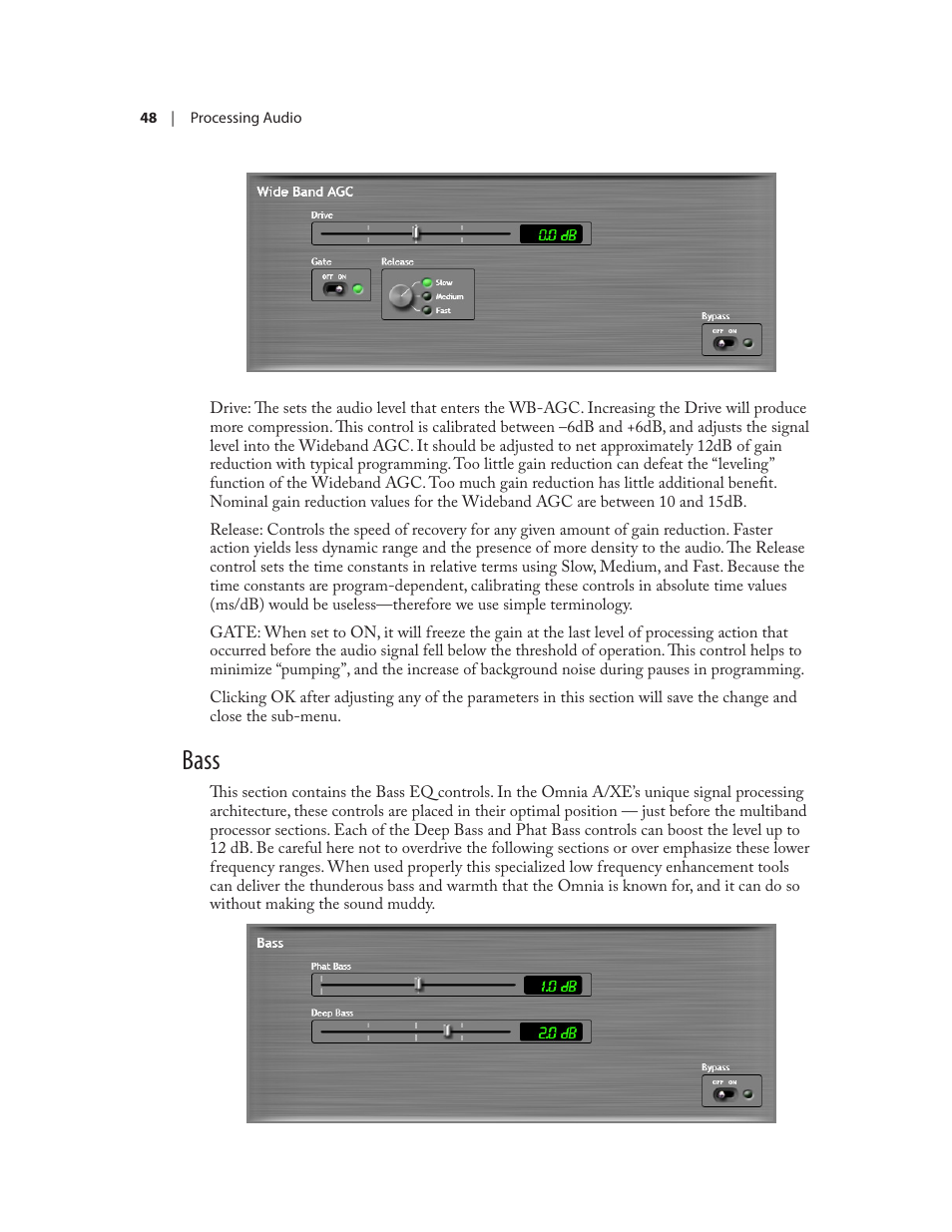 Bass | Omnia Audio Omnia A/XE User Manual | Page 54 / 96