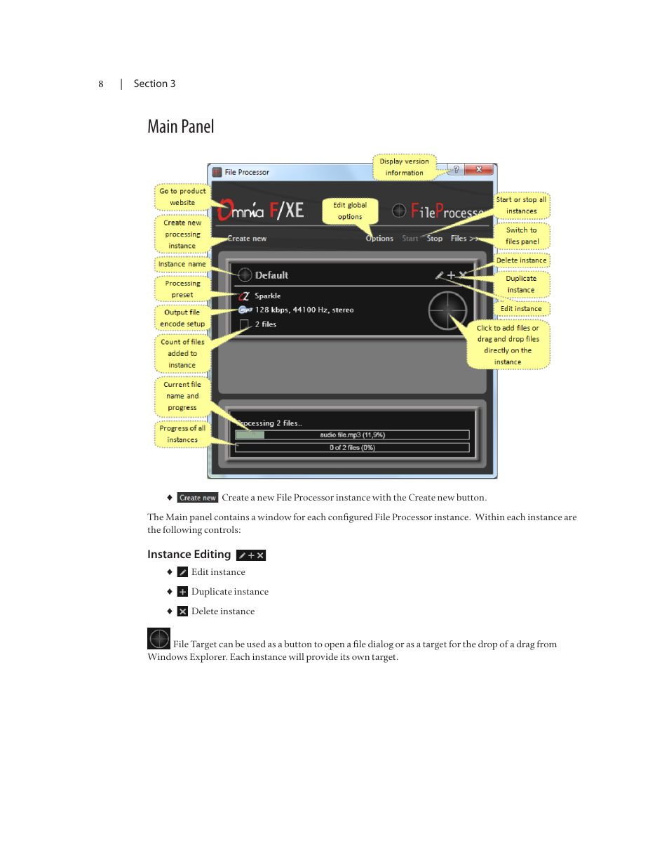 Main panel | Omnia Audio Omnia F/XE User Manual | Page 10 / 46