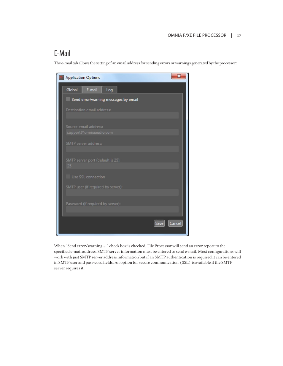 E-mail | Omnia Audio Omnia F/XE User Manual | Page 19 / 46