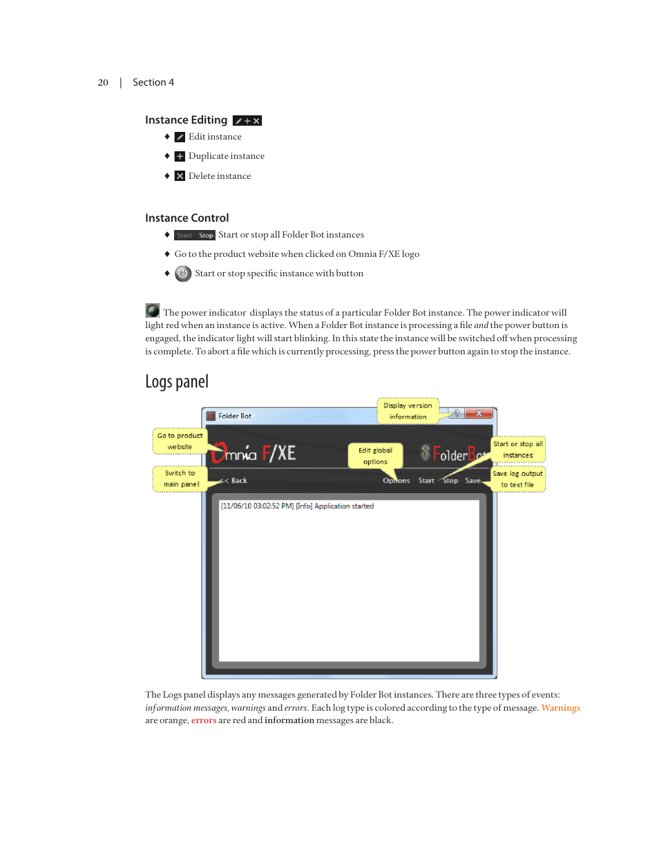 Logs panel | Omnia Audio Omnia F/XE User Manual | Page 22 / 46