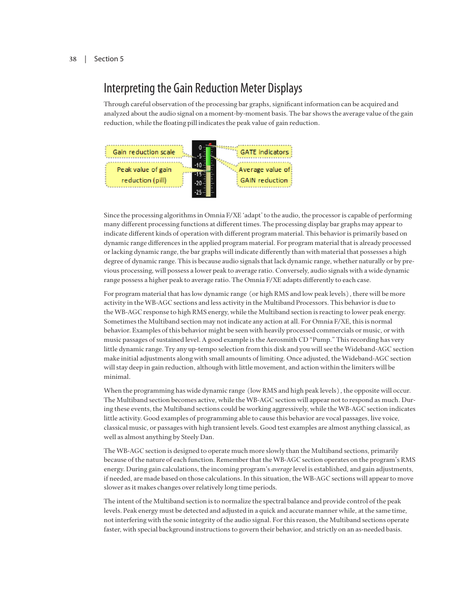 Interpreting the gain reduction meter displays | Omnia Audio Omnia F/XE User Manual | Page 40 / 46