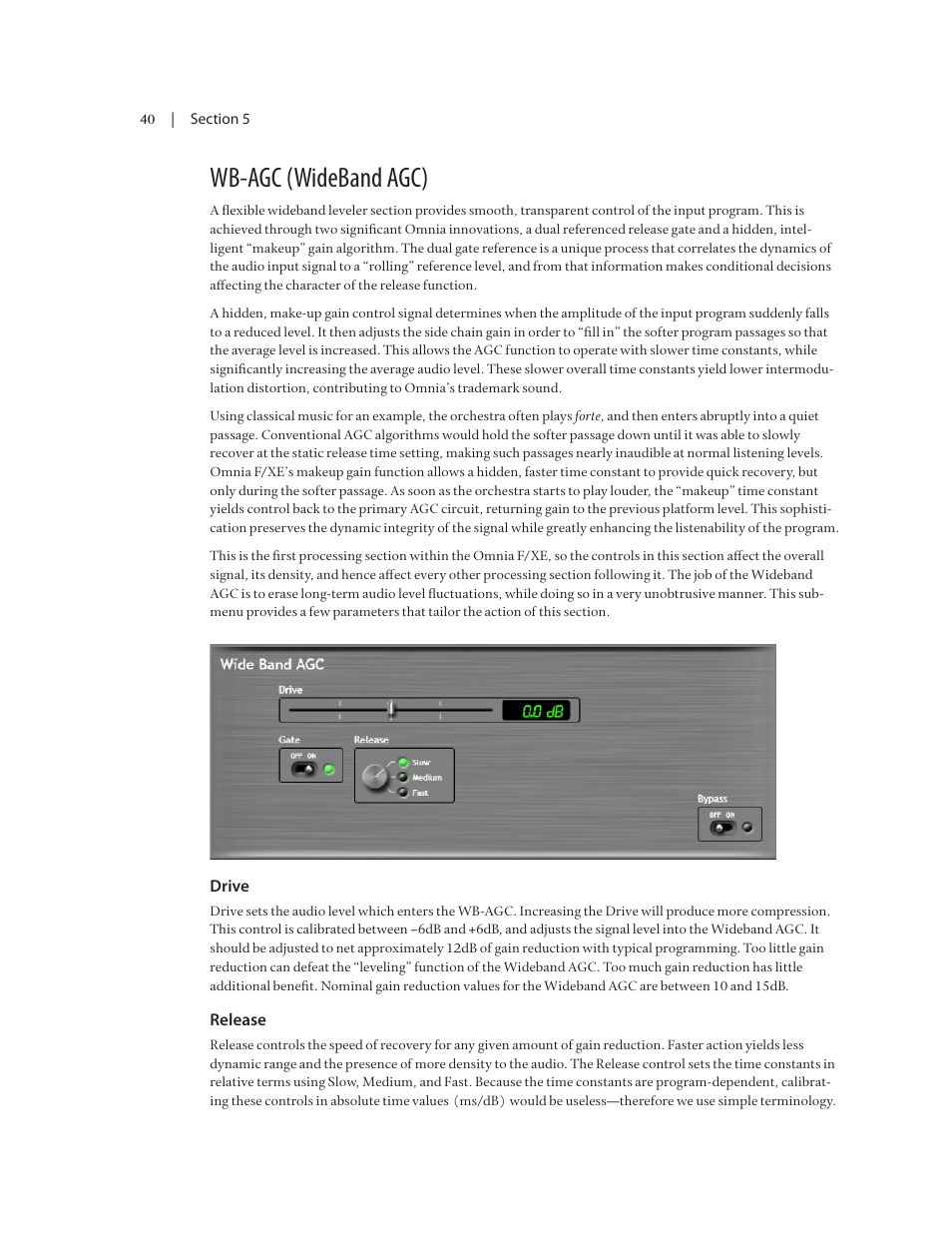 Wb-agc (wideband agc) | Omnia Audio Omnia F/XE User Manual | Page 42 / 46