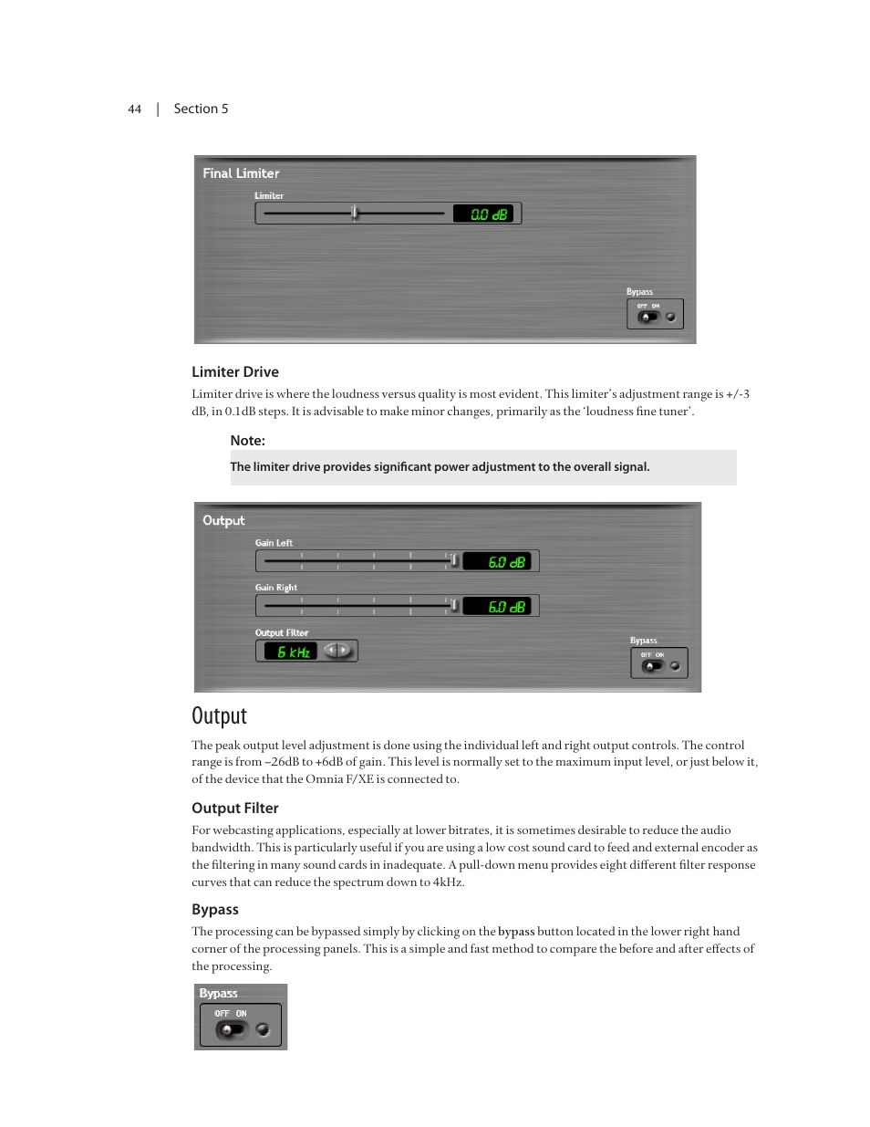 Output | Omnia Audio Omnia F/XE User Manual | Page 46 / 46