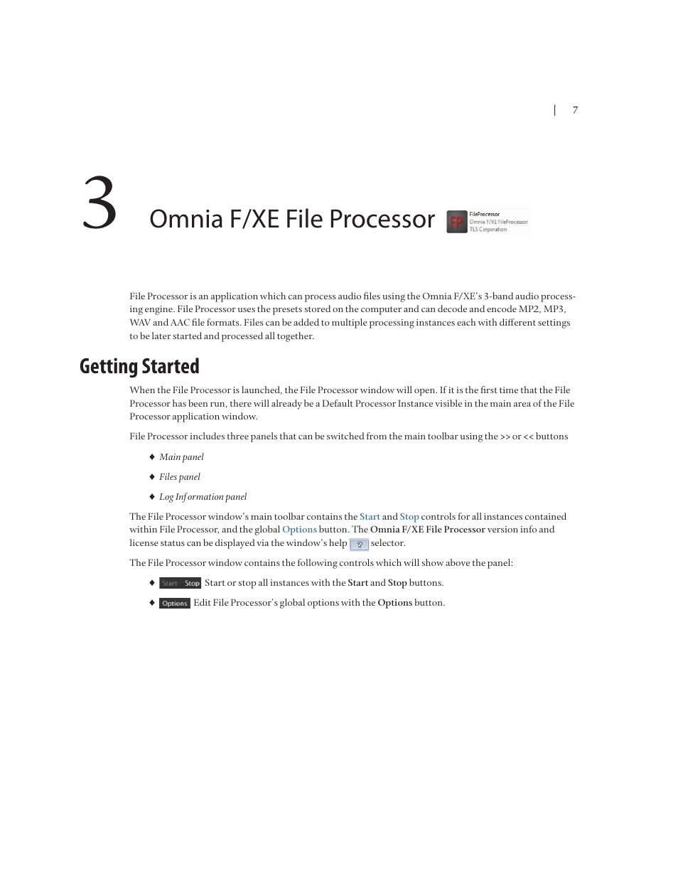 Omnia f/xe file processor, Getting started | Omnia Audio Omnia F/XE User Manual | Page 9 / 46