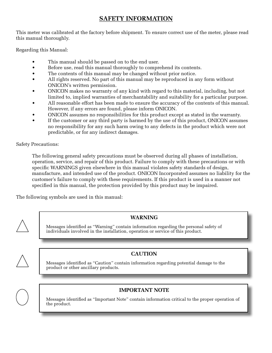 ONICON FB-3500 Series User Manual | Page 2 / 28