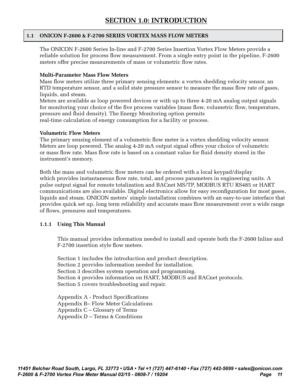 ONICON F-2600 User Manual | Page 11 / 131