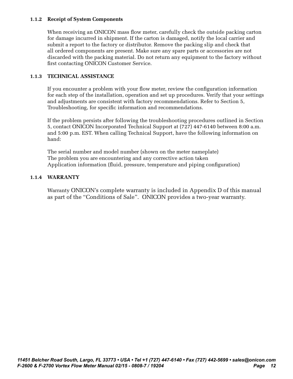 ONICON F-2600 User Manual | Page 12 / 131