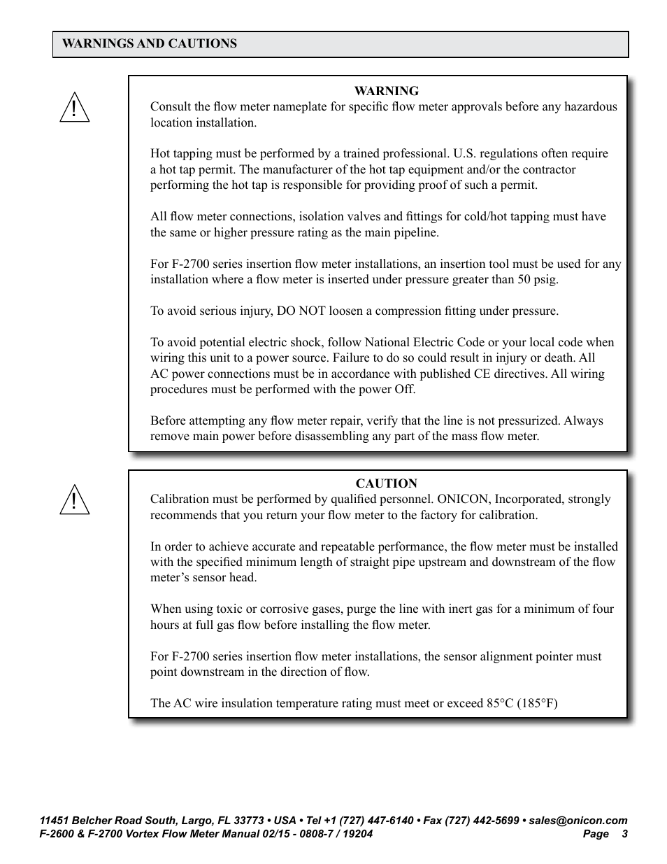 ONICON F-2600 User Manual | Page 3 / 131