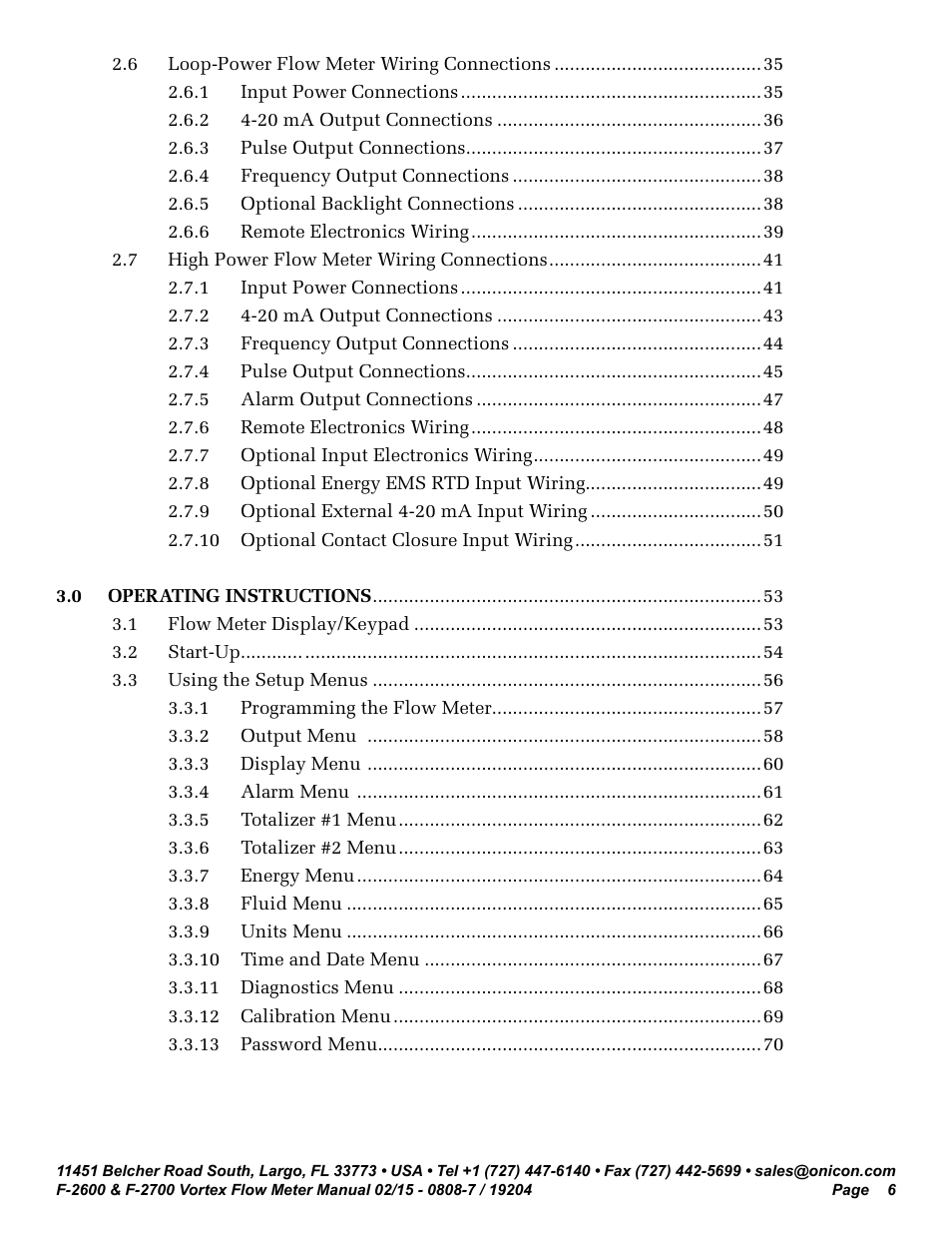 ONICON F-2600 User Manual | Page 6 / 131