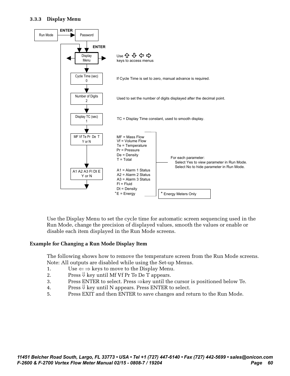 3 display menu | ONICON F-2600 User Manual | Page 60 / 131