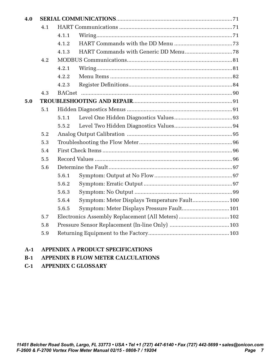 ONICON F-2600 User Manual | Page 7 / 131