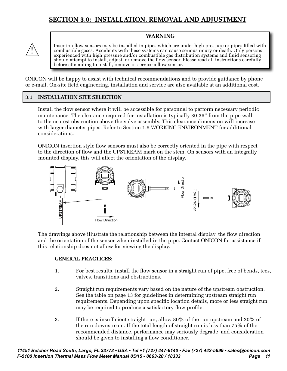 ONICON F-5100 Insertion User Manual | Page 11 / 33