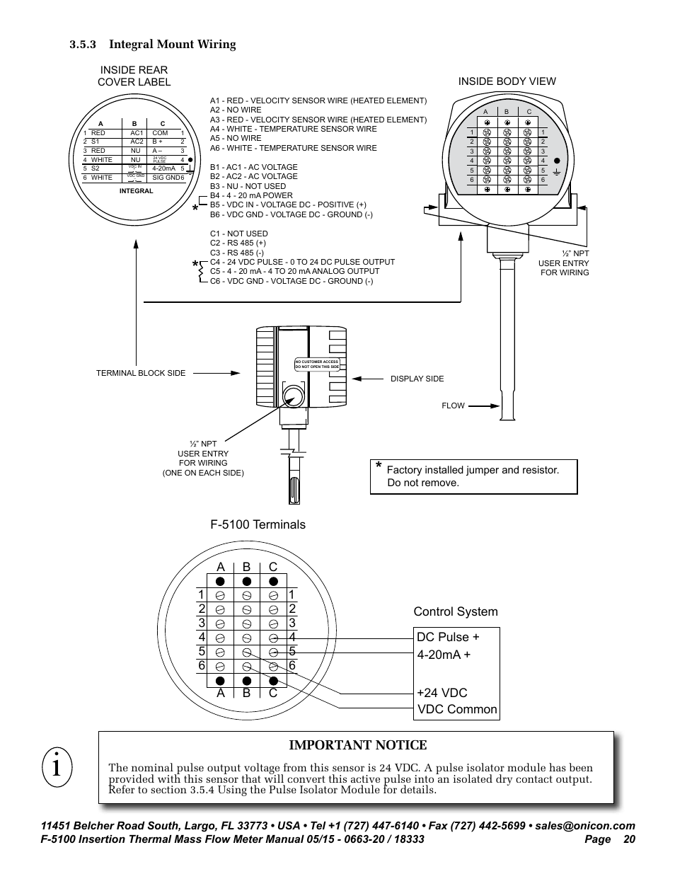 Important notice | ONICON F-5100 Insertion User Manual | Page 20 / 33