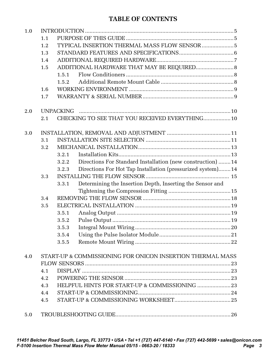 ONICON F-5100 Insertion User Manual | Page 3 / 33