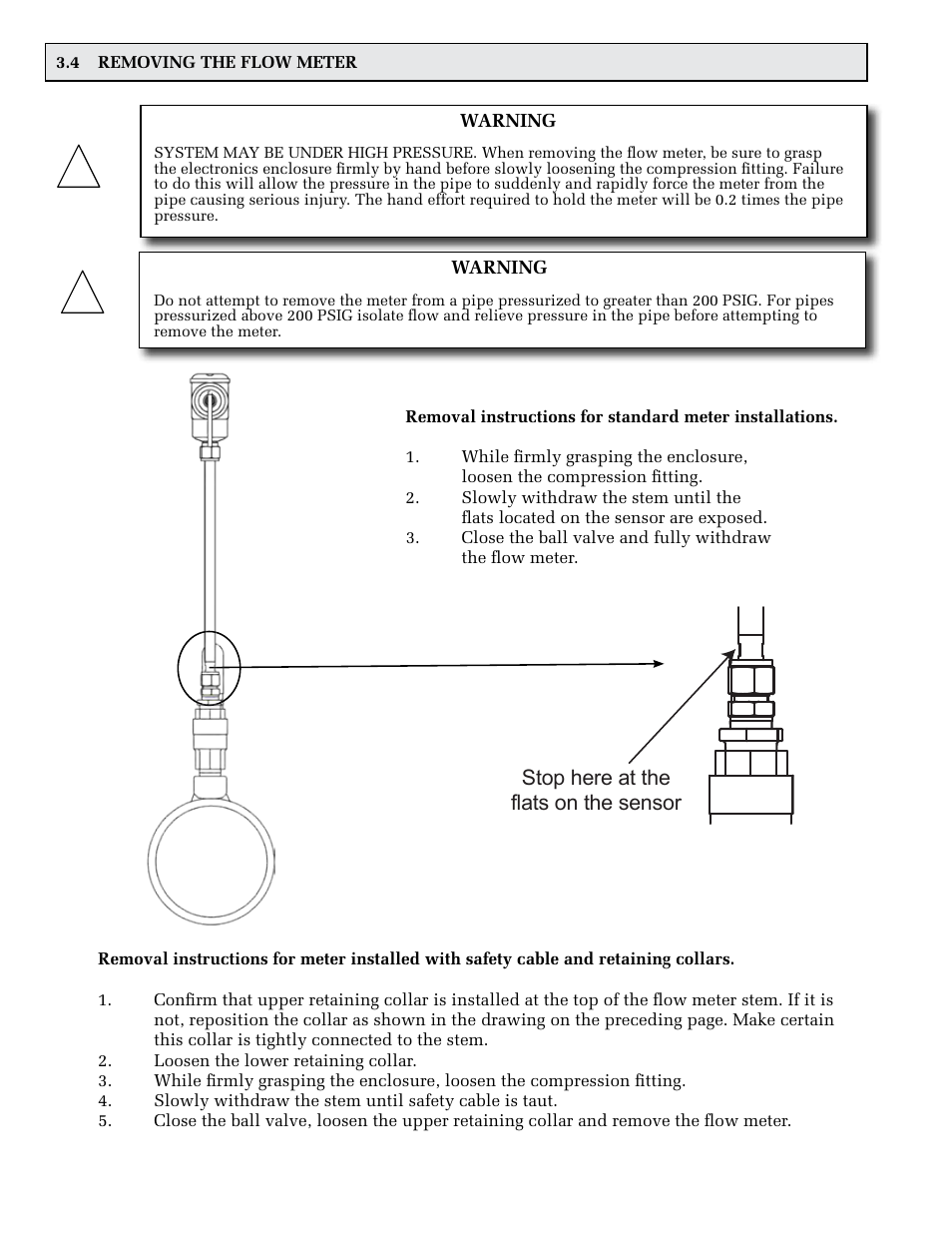 Stop here at the flats on the sensor | ONICON F-5200 Insertion User Manual | Page 18 / 27