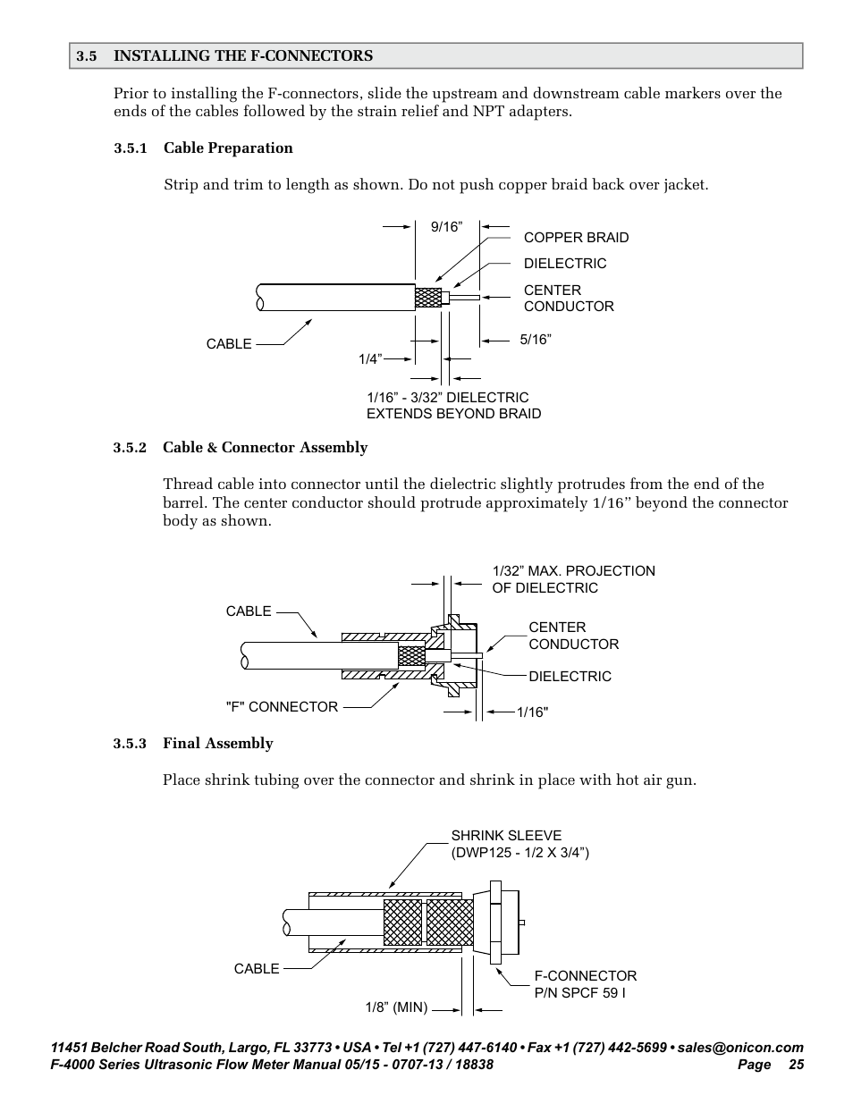 F-connector installation instructions | ONICON F-4000 Series User Manual | Page 25 / 52