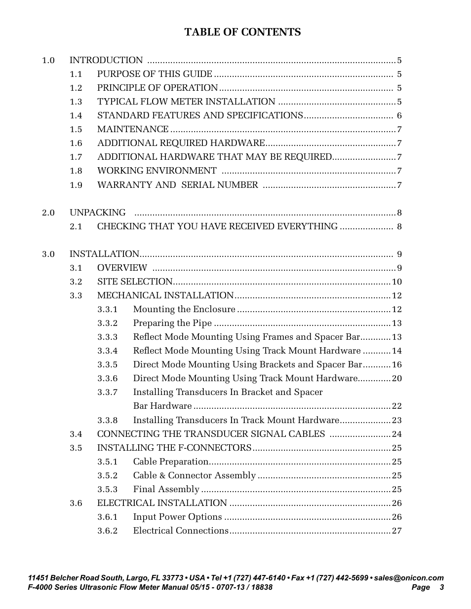 ONICON F-4000 Series User Manual | Page 3 / 52