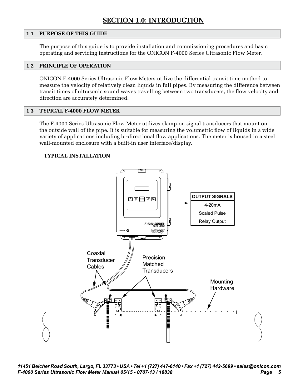 Flow | ONICON F-4000 Series User Manual | Page 5 / 52