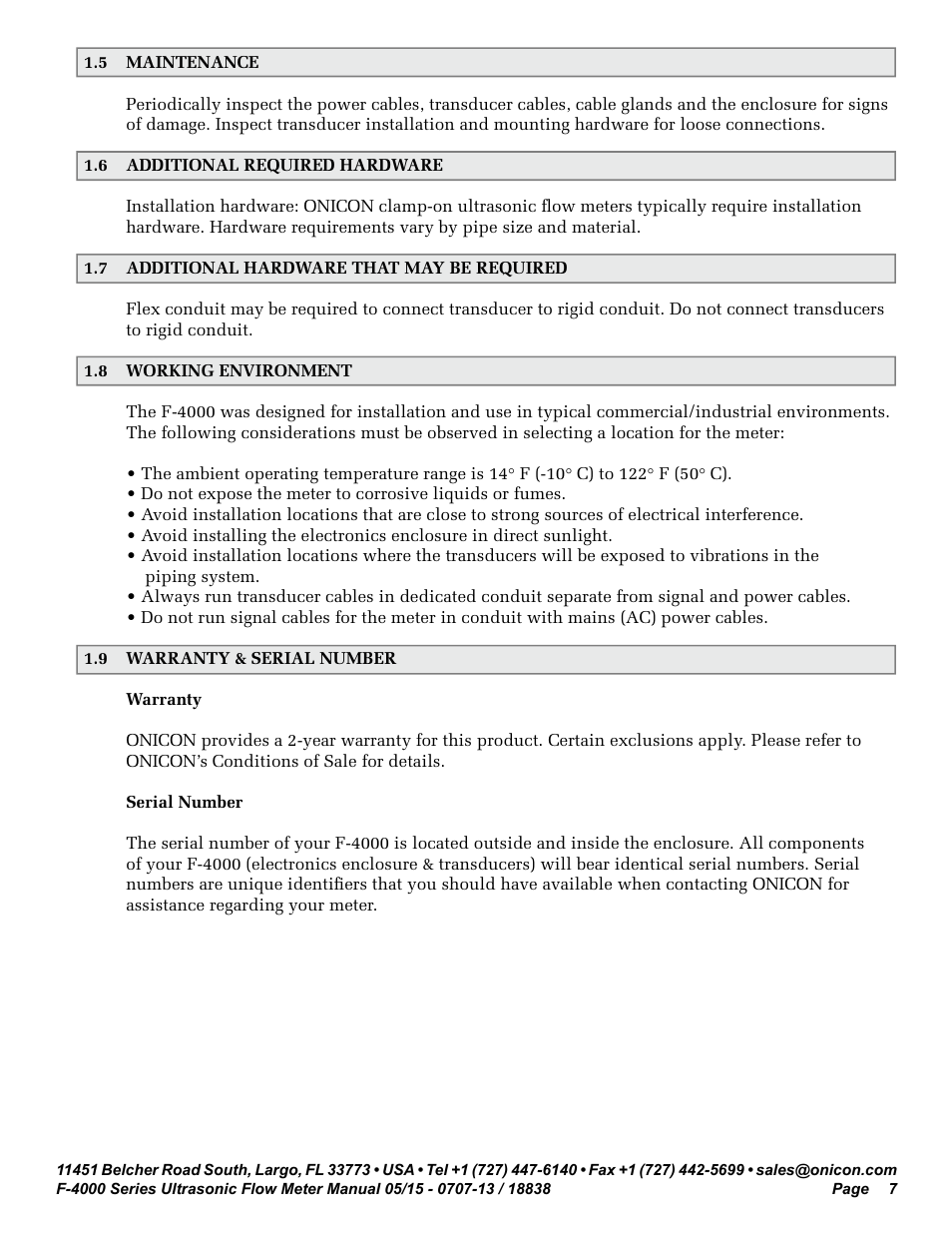 ONICON F-4000 Series User Manual | Page 7 / 52