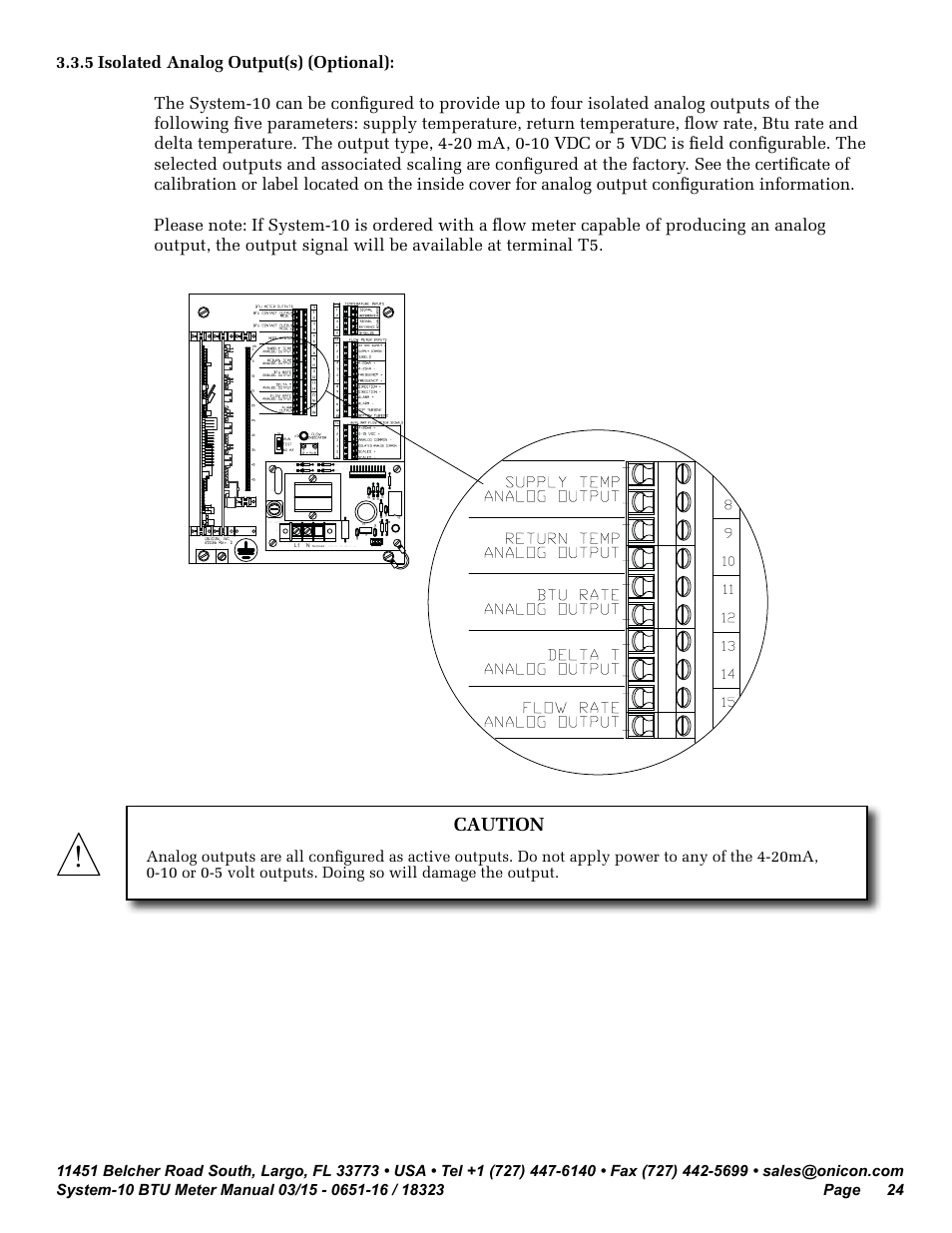 Caution | ONICON System-10 BTU User Manual | Page 24 / 57