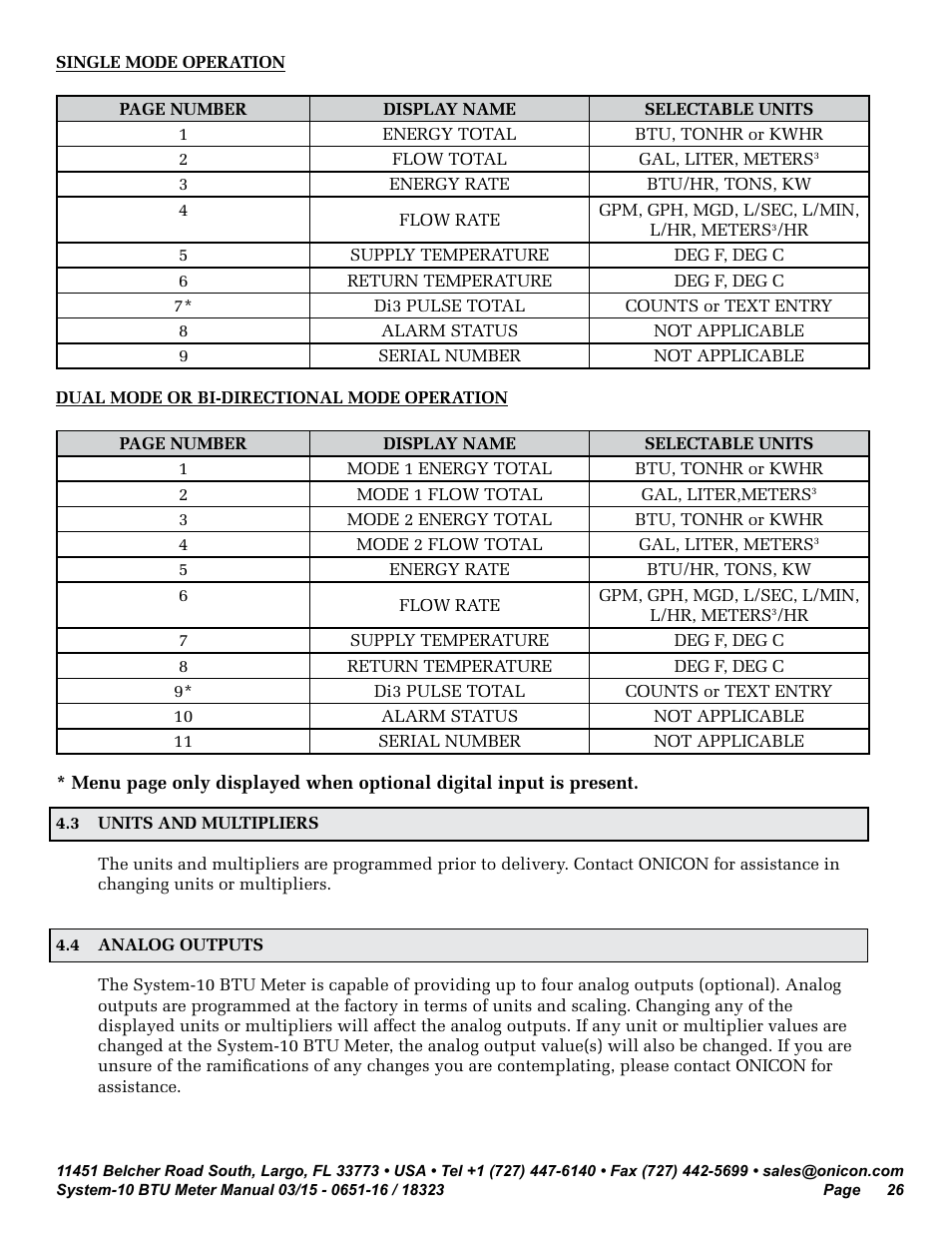 ONICON System-10 BTU User Manual | Page 26 / 57