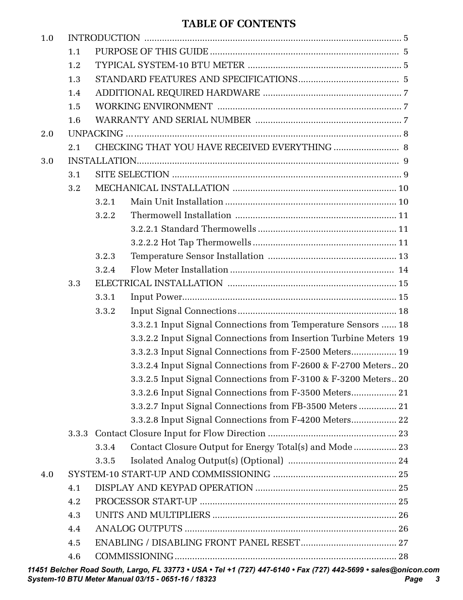 ONICON System-10 BTU User Manual | Page 3 / 57