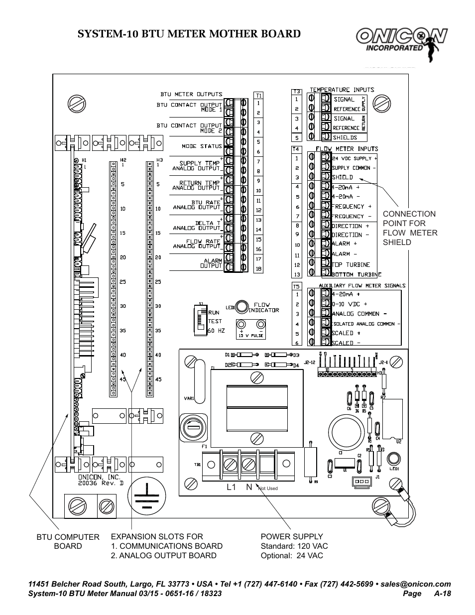 System-10 btu meter mother board, System-10 btu meter mother board layout | ONICON System-10 BTU User Manual | Page 52 / 57