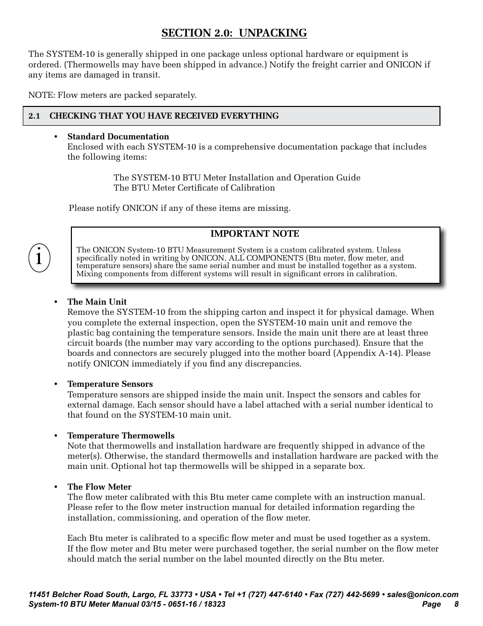 ONICON System-10 BTU User Manual | Page 8 / 57