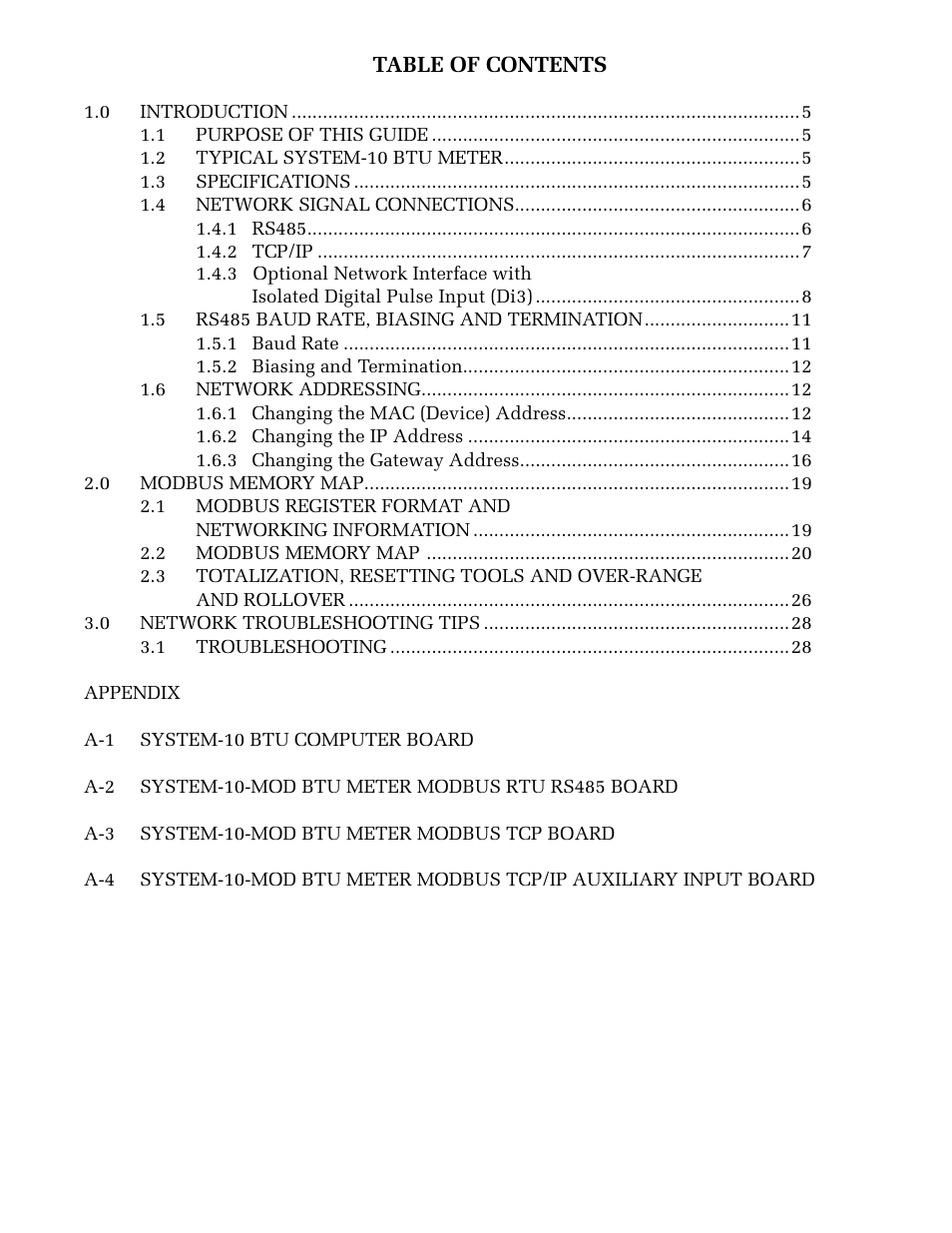 ONICON System-10 MODBUS User Manual | Page 3 / 35