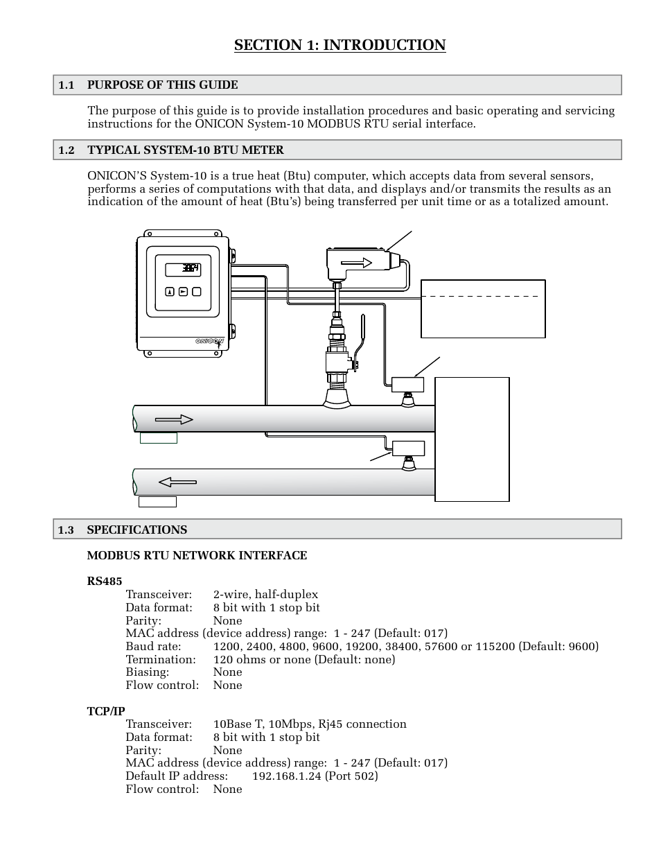 ONICON System-10 MODBUS User Manual | Page 5 / 35