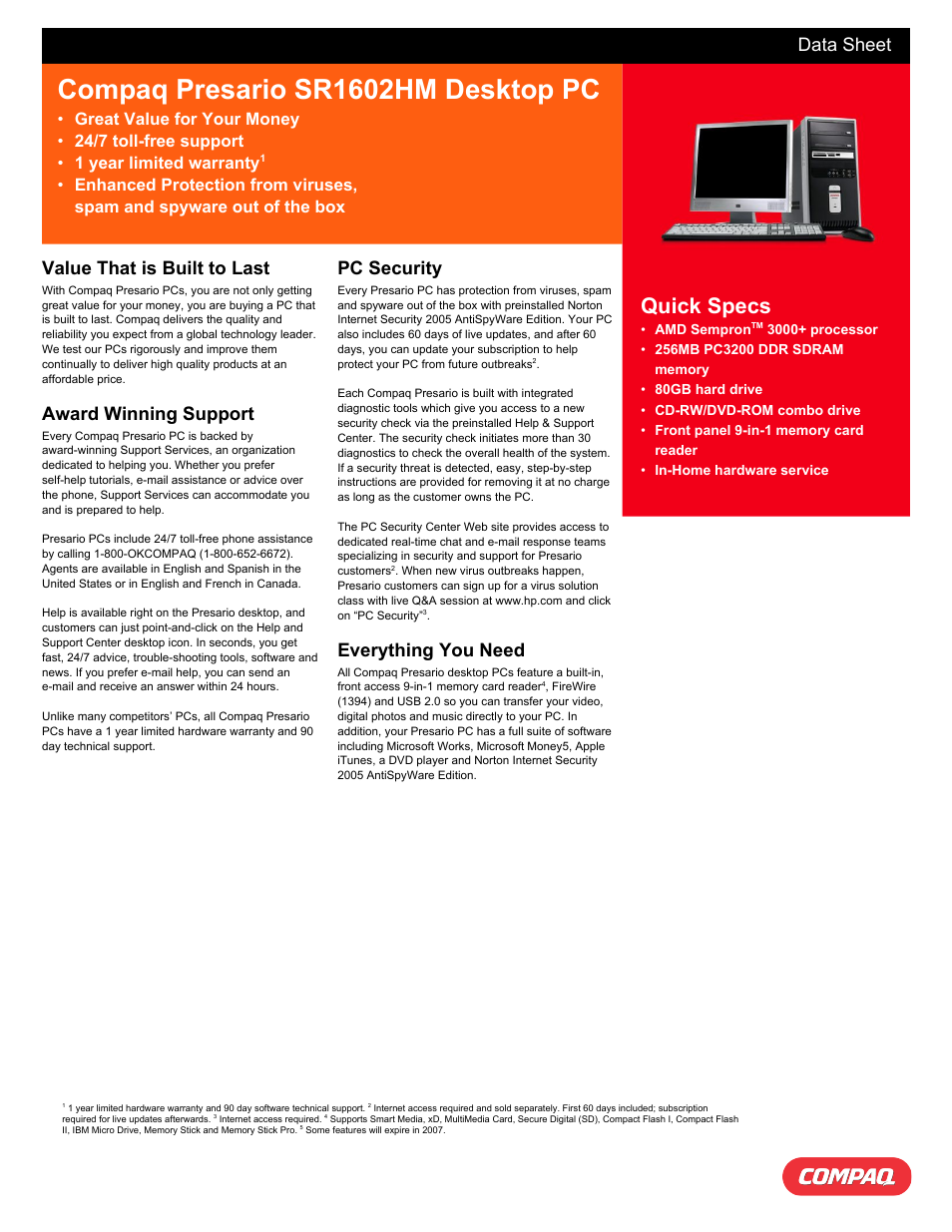 Compaq SR1602HM User Manual | 2 pages