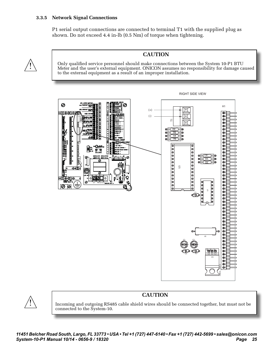 Caution | ONICON System-10 P1 User Manual | Page 25 / 67