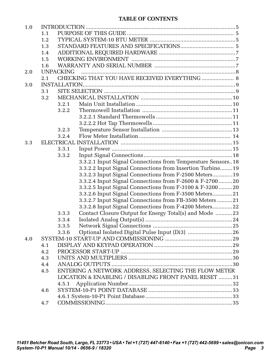 ONICON System-10 P1 User Manual | Page 3 / 67