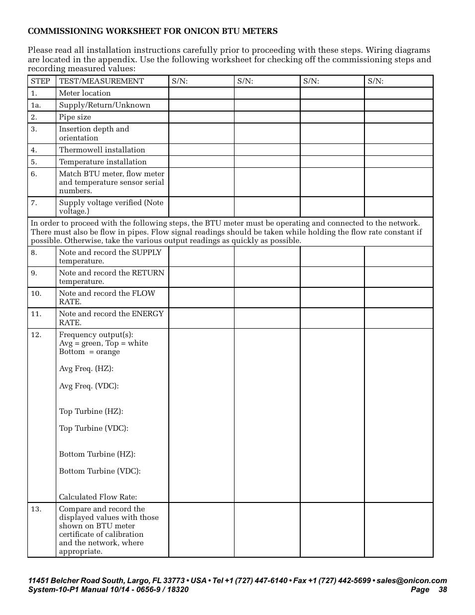 ONICON System-10 P1 User Manual | Page 38 / 67
