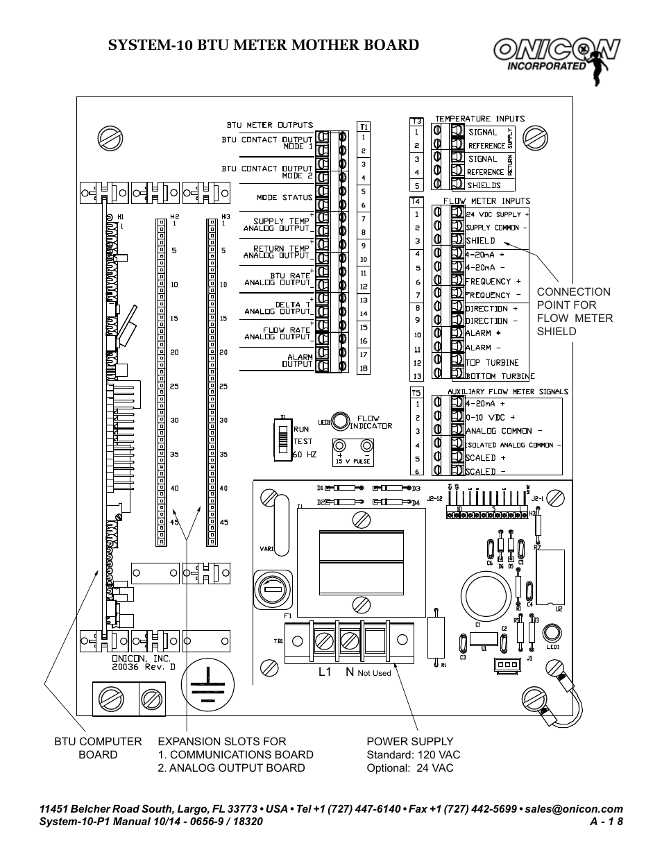 System-10 btu meter mother board, System-10 btu meter mother board layout | ONICON System-10 P1 User Manual | Page 60 / 67