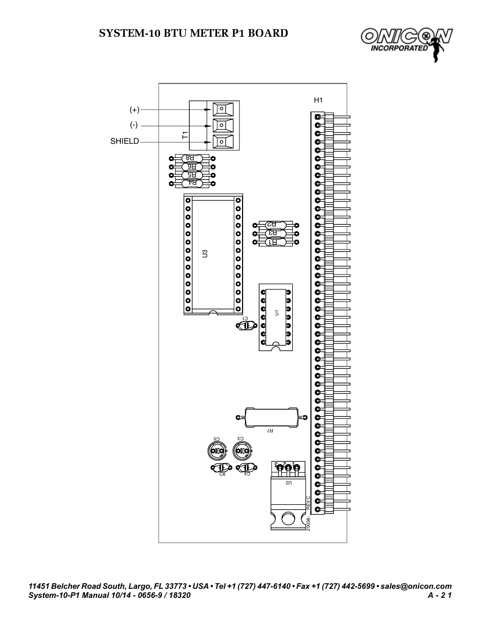 System-10 btu meter p1 board, A-11 | ONICON System-10 P1 User Manual | Page 63 / 67