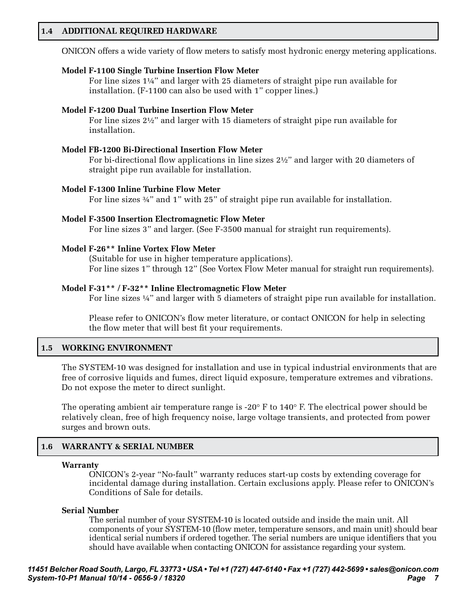 ONICON System-10 P1 User Manual | Page 7 / 67