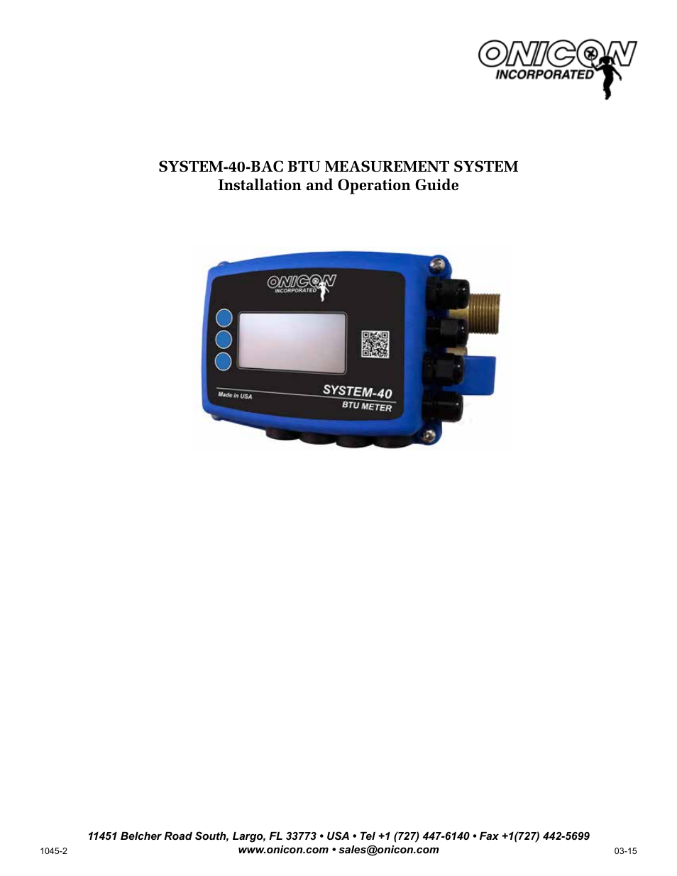 ONICON System-40-BAC BTU User Manual | 29 pages